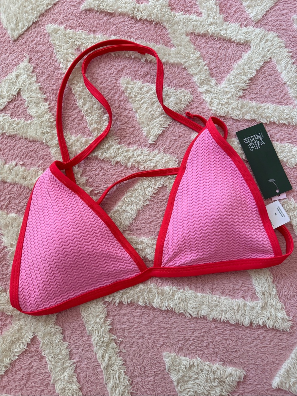 wild fable Pink Triangle Bikini Top with Red Trim
